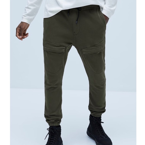 Zara Mens Soft Denim Cargo Pants 